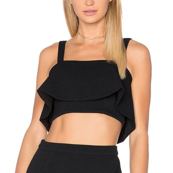 Lovers + Friends Tops - Lovers + Friends Adrienne Ruffle Crop Top in Black Size M